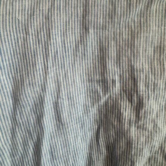 J. Jill Top Blue White Striped Collared Half Button Linen 3/4 Sleeve Sz L - Picture 2 of 9